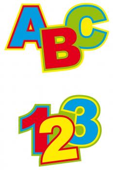 Tischkonfetti Schulanfang XL / 1,2,3 + ABC / 24 Stück