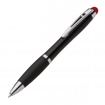 Touchpen Drehkugelschreiber / Farbe: schwarz mit roten Stylus