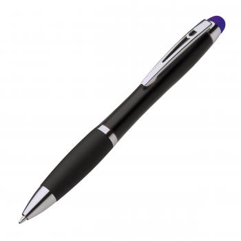 Touchpen Drehkugelschreiber / Farbe: schwarz mit violetten Stylus