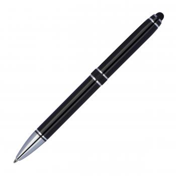 Touchpen Drehkugelschreiber aus Metall mit Gravur / Farbe: schwarz