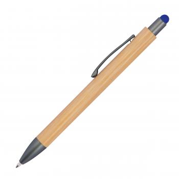 Touchpen Holzkugelschreiber aus Bambus / Stylusfarbe: blau
