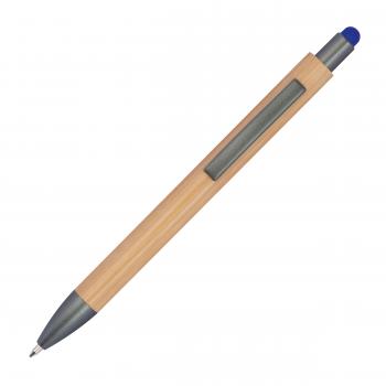 Touchpen Holzkugelschreiber aus Bambus / Stylusfarbe: blau