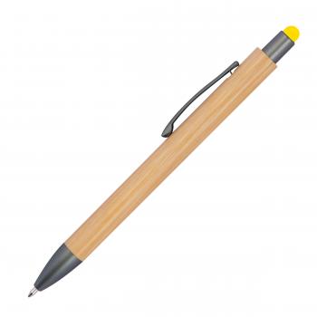 Touchpen Holzkugelschreiber aus Bambus / Stylusfarbe: gelb