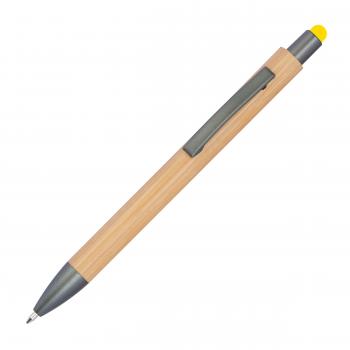 Touchpen Holzkugelschreiber aus Bambus / Stylusfarbe: gelb
