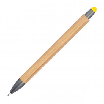 Touchpen Holzkugelschreiber aus Bambus mit Namensgravur - Stylusfarbe: gelb