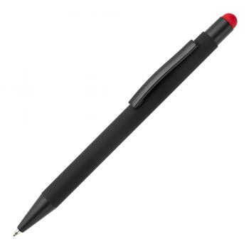 Touchpen Kugelschreiber / aus Metall / Farbe: schwarz mit roten Stylus