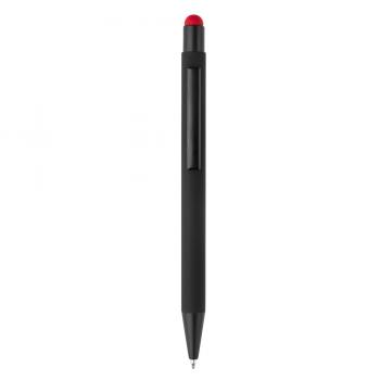 Touchpen Kugelschreiber / aus Metall / Farbe: schwarz mit roten Stylus