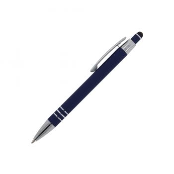 Touchpen Kugelschreiber / aus Metall / mit Soft-Touch / Farbe: dunkelblau