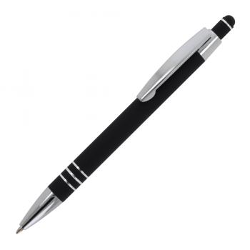 Touchpen Kugelschreiber / aus Metall / mit Soft-Touch / Farbe: schwarz