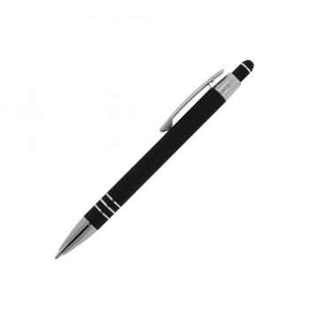 Touchpen Kugelschreiber / aus Metall / mit Soft-Touch / Farbe: schwarz