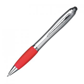 Touchpen Kugelschreiber / Farbe: silber-rot