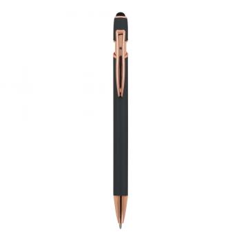 Touchpen Kugelschreiber "Roségold" / aus Metall / Soft-Touch / Farbe: grau