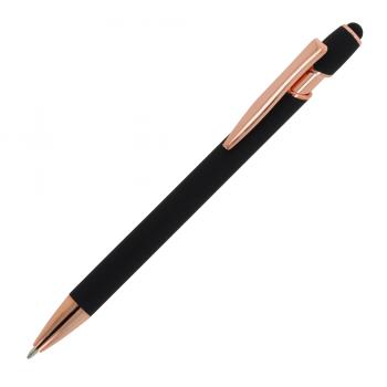 Touchpen Kugelschreiber "Roségold" / aus Metall / Soft-Touch / Farbe: schwarz