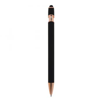 Touchpen Kugelschreiber "Roségold" / aus Metall / Soft-Touch / Farbe: schwarz