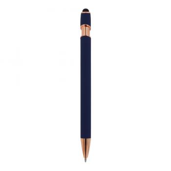 Touchpen Kugelschreiber "Roségold" mit Gravur / aus Metall / Farbe: dunkelblau