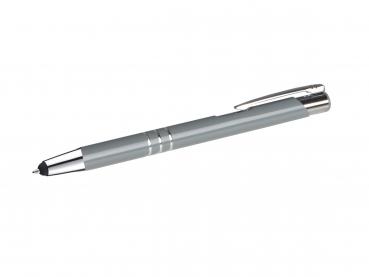 Touchpen Kugelschreiber aus Metall / Farbe: grau