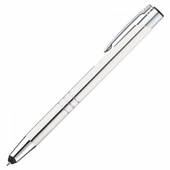 Touchpen Kugelschreiber aus Metall / Farbe: weiß