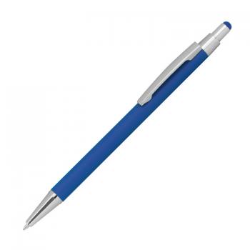 Touchpen Kugelschreiber aus Metall / gummiert / Farbe: blau