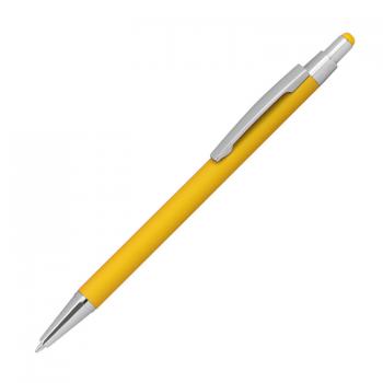 Touchpen Kugelschreiber aus Metall / gummiert / Farbe: gelb
