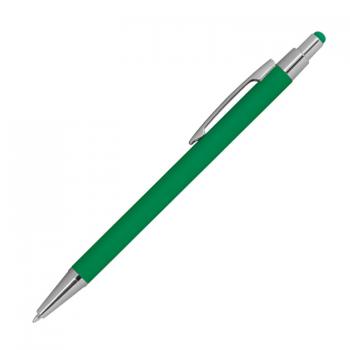 Touchpen Kugelschreiber aus Metall / gummiert / Farbe: grün