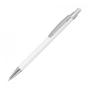 Touchpen Kugelschreiber aus Metall / gummiert / Farbe: weiß