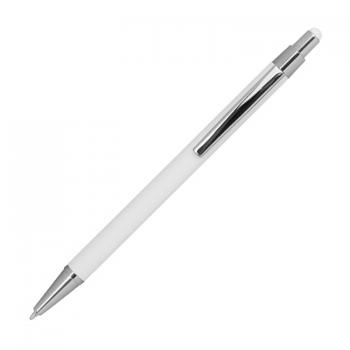 Touchpen Kugelschreiber aus Metall / gummiert / Farbe: weiß