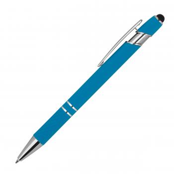Touchpen Kugelschreiber aus Metall / mit Muster / Farbe: hellblau