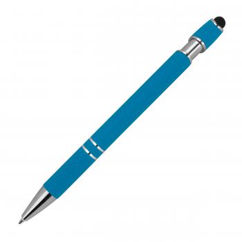 Touchpen Kugelschreiber aus Metall / mit Muster / Farbe: hellblau