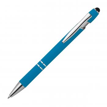 Touchpen Kugelschreiber aus Metall / mit Muster / Farbe: hellblau