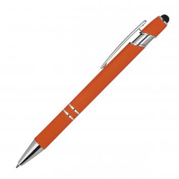 Touchpen Kugelschreiber aus Metall / mit Muster / Farbe: orange