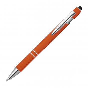 Touchpen Kugelschreiber aus Metall / mit Muster / Farbe: orange