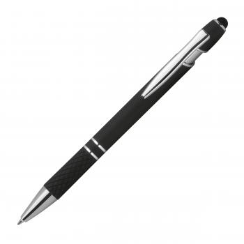 Touchpen Kugelschreiber aus Metall / mit Muster / Farbe: schwarz