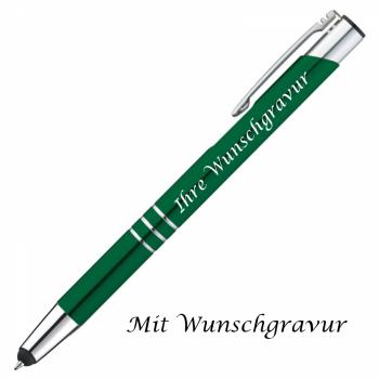 Touchpen Kugelschreiber aus Metall mit Gravur / Farbe: grün