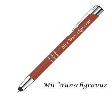 Touchpen Kugelschreiber aus Metall mit Gravur / Farbe: kupfer