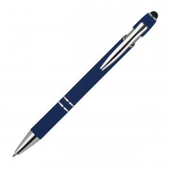 Touchpen Kugelschreiber aus Metall mit Gravur / mit Muster / Farbe: dunkelblau