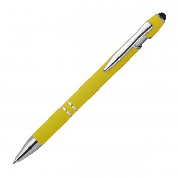 Touchpen Kugelschreiber aus Metall mit Gravur / mit Muster / Farbe: gelb