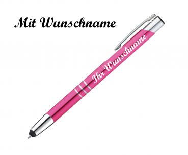 Touchpen Kugelschreiber aus Metall mit Namensgravur - Farbe: pink