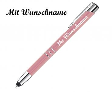 Touchpen Kugelschreiber aus Metall mit Namensgravur - Farbe: rosé