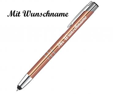 Touchpen Kugelschreiber aus Metall mit Namensgravur - Farbe: roségold