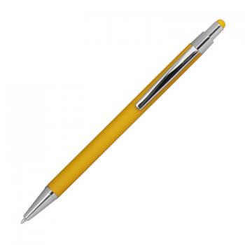 Touchpen Kugelschreiber aus Metall mit Namensgravur - gummiert - Farbe: gelb
