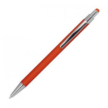 Touchpen Kugelschreiber aus Metall mit Namensgravur - gummiert - Farbe: orange