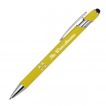 Touchpen Kugelschreiber aus Metall mit Namensgravur - mit Muster - Farbe: gelb