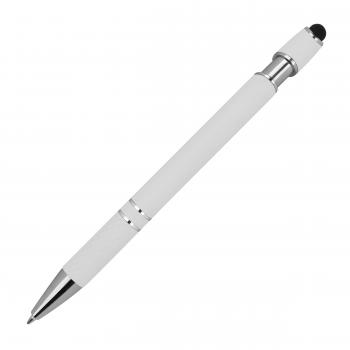 Touchpen Kugelschreiber aus Metall mit Namensgravur - mit Muster - Farbe: weiß