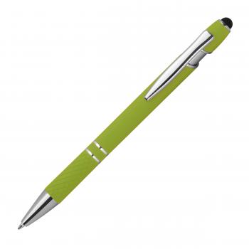 Touchpen Kugelschreiber aus Metall mit Namensgravur - mit Muster - hellgrün