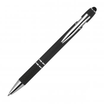Touchpen Kugelschreiber aus Metall mit Namensgravur - mit Muster - schwarz