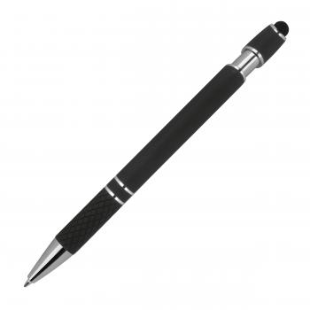Touchpen Kugelschreiber aus Metall mit Namensgravur - mit Muster - schwarz