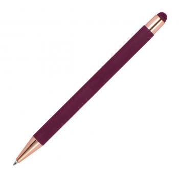 Touchpen Kugelschreiber mit Gravur / aus Metall / Farbe: rosegold-bordeaux