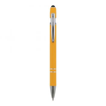 Touchpen Kugelschreiber mit Gravur / aus Metall / Soft-Touch / Farbe: gelb