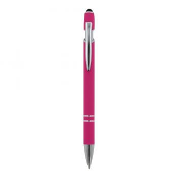 Touchpen Kugelschreiber mit Gravur / aus Metall / Soft-Touch / Farbe: pink