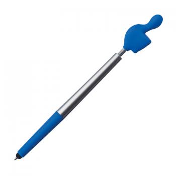 Touchpen Kugelschreiber mit Namensgravur - "Smile Hand" - Farbe: silber-blau